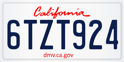 CA license plate 6TZT924