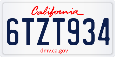 CA license plate 6TZT934