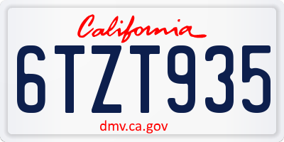 CA license plate 6TZT935