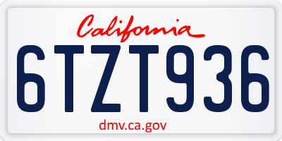 CA license plate 6TZT936