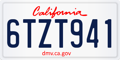 CA license plate 6TZT941