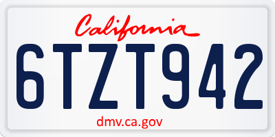 CA license plate 6TZT942