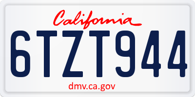 CA license plate 6TZT944