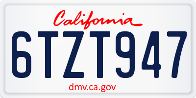 CA license plate 6TZT947