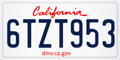 CA license plate 6TZT953