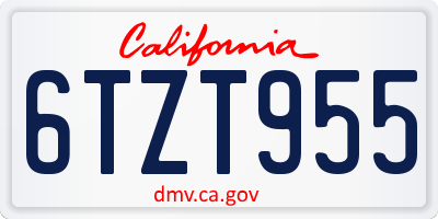 CA license plate 6TZT955