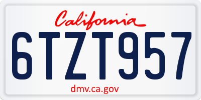 CA license plate 6TZT957