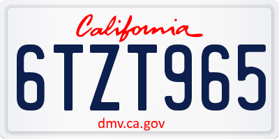 CA license plate 6TZT965