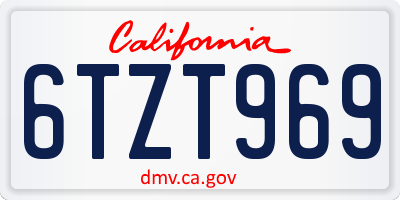 CA license plate 6TZT969