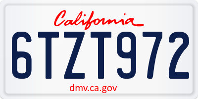 CA license plate 6TZT972