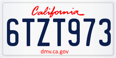 CA license plate 6TZT973