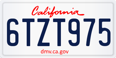 CA license plate 6TZT975