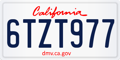 CA license plate 6TZT977