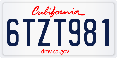 CA license plate 6TZT981