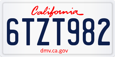 CA license plate 6TZT982