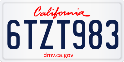 CA license plate 6TZT983