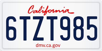 CA license plate 6TZT985