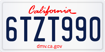CA license plate 6TZT990