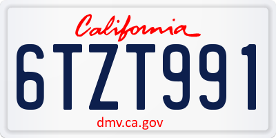 CA license plate 6TZT991