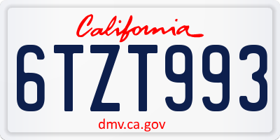 CA license plate 6TZT993
