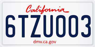 CA license plate 6TZU003