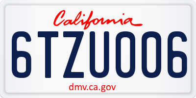 CA license plate 6TZU006