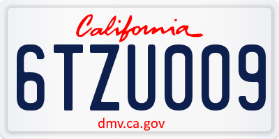 CA license plate 6TZU009
