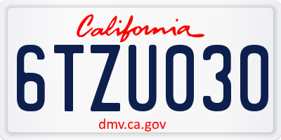 CA license plate 6TZU030