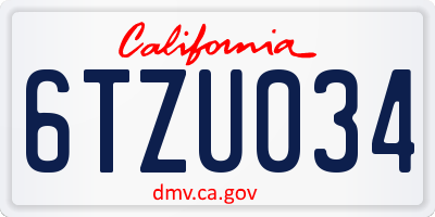 CA license plate 6TZU034