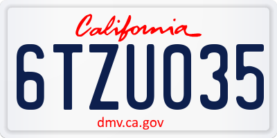 CA license plate 6TZU035