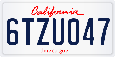 CA license plate 6TZU047
