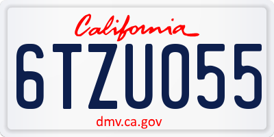 CA license plate 6TZU055
