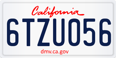 CA license plate 6TZU056