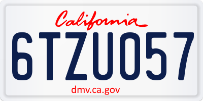 CA license plate 6TZU057