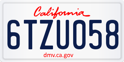CA license plate 6TZU058