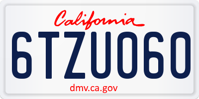 CA license plate 6TZU060