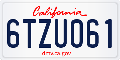 CA license plate 6TZU061