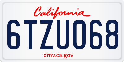 CA license plate 6TZU068