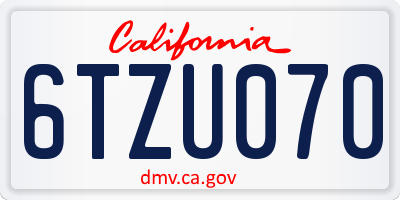CA license plate 6TZU070