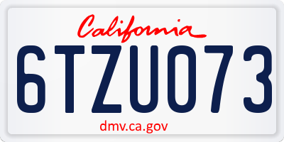 CA license plate 6TZU073