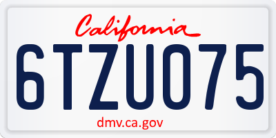 CA license plate 6TZU075