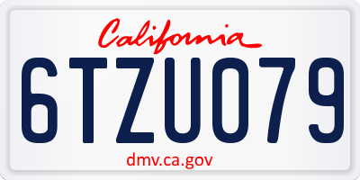 CA license plate 6TZU079