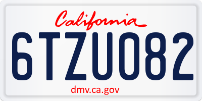 CA license plate 6TZU082