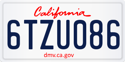 CA license plate 6TZU086