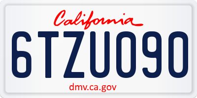 CA license plate 6TZU090