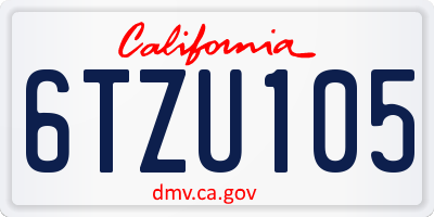 CA license plate 6TZU105