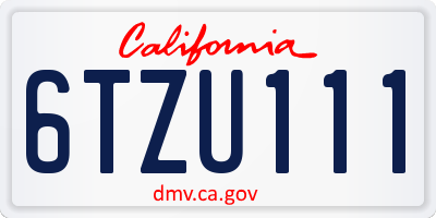 CA license plate 6TZU111