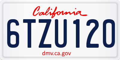 CA license plate 6TZU120