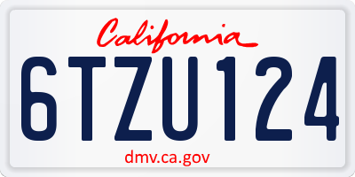 CA license plate 6TZU124