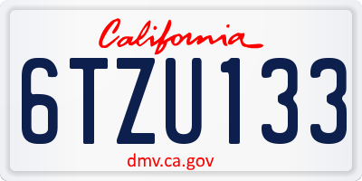 CA license plate 6TZU133